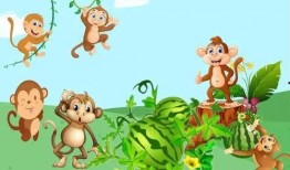 古诗猴子吃瓜,古韵诗情映碧空